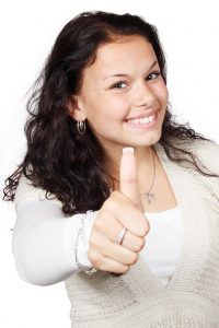 Lady with thumbs up