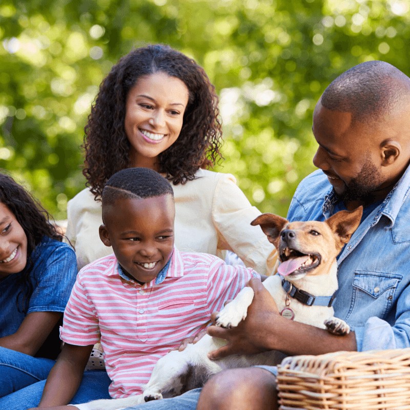 Family with dog